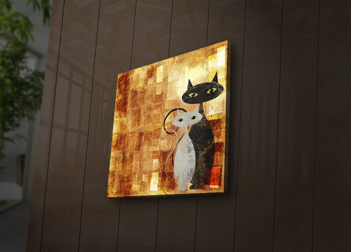 Wallity Cuadro Decorativo de Lienzo Iluminado con LED 40x40 cm Multicolor